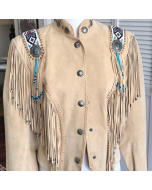 Western suede jacket with fringe beading