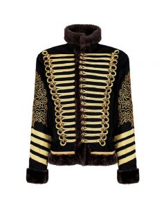 New Napoleonic Hussars Uniform Military Style Tunic Pelisse Jimi Hendrix Jacket Parade Drummer Officer Faux Fur