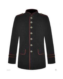 New Men’s Military Style Coat Jacket Black Red Gothic Steampunk 1