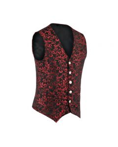 Premium Men’s Designer Stylish Casual Brocade Red Vest