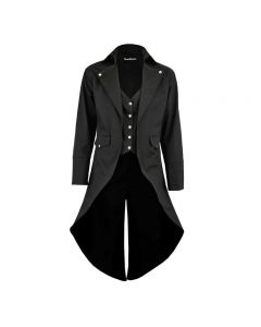 Men’s Black Cotton Twill STEAMPUNK TAILCOAT Jacket Goth Victorian Coat